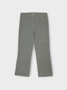 Annette Görtz Gray White Stripe Cropped Cotton Pants Minimalist Trousers